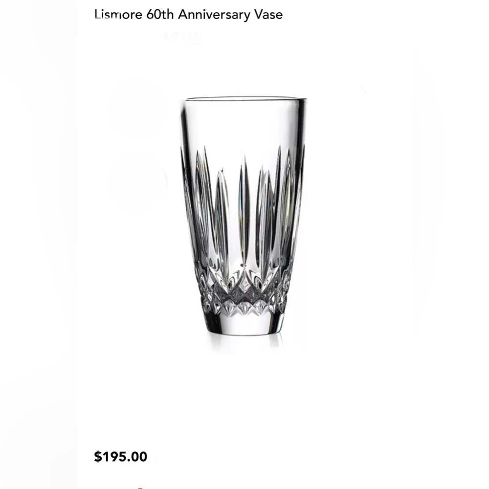 Waterford Lismore 60th Anniversary Crystal Vase 7” NWT